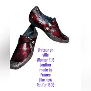 UTV  shoes,women, leather , size 11.5, burgundy ,Un tour en ville,multicolor,EC
